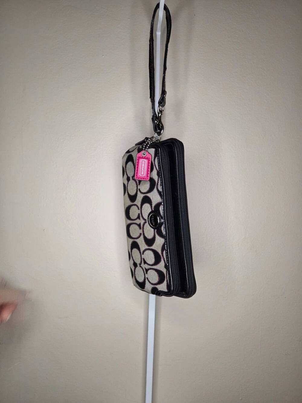 Coach Signature Monogram Wristlet Clutch